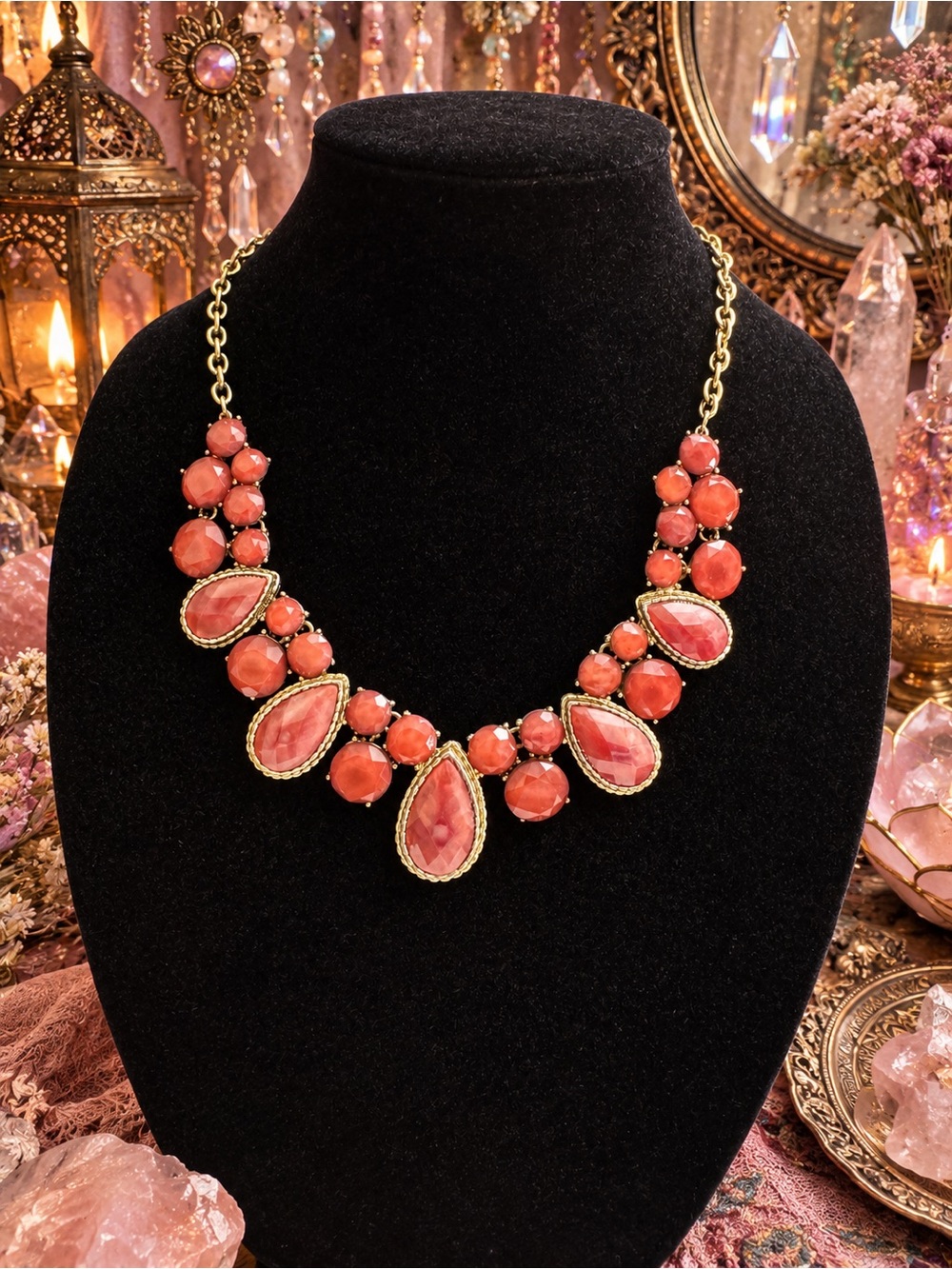 Statement Teardrop Bib Necklace - Unbranded